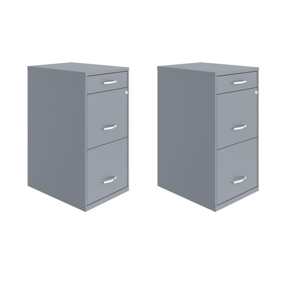 Scranton & Co Set of 2 18"D 3-Drawer Metal Filing Cabinet with Pencil Drawer