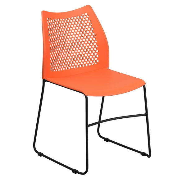 Scranton & Co Upholstered Orange Stacking Chair Rectangular Unassembled 31"