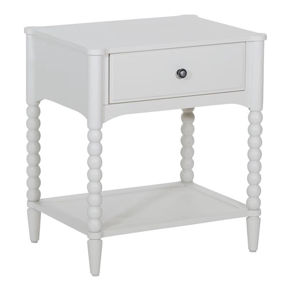 Scranton & Co Spindle Night Stand with Drawer and Power Outlet in Antique White