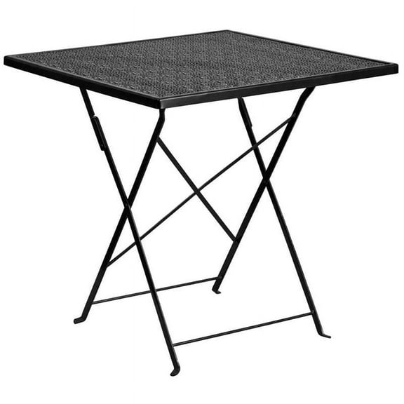 Scranton & Co Square Metal Folding Patio Dining Table in Black