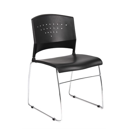 Scranton & Co Stacking Chrome Frame Office Stacking Chair in Black (Set of 5)