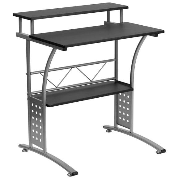 Scranton & Co Steel Metal/Wood Home Office Computer Desk in Black