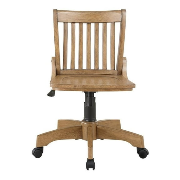 Scranton & Co Traditional Wood Armless Bankers Office Chair in Medium Brown