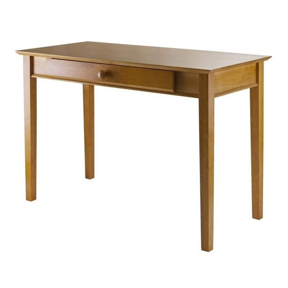Honey Pine Solid Wood Computer Desk with Keyboard Tray