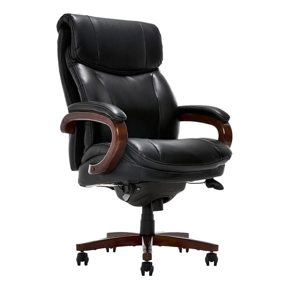 Scranton & Co Upholstered Modern Faux Leather Executive Office Chair in Black