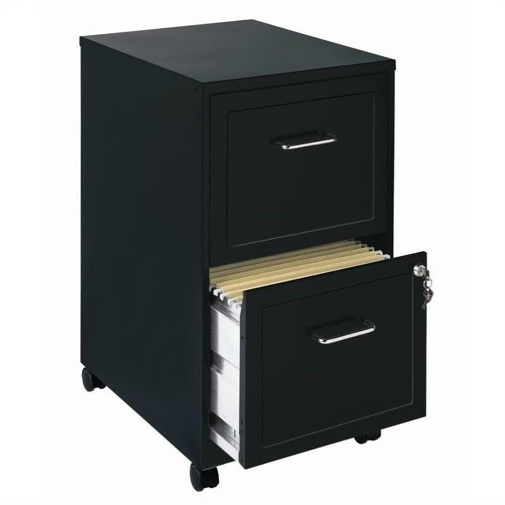 Scranton &amp; Co 18" Deep 2 Drawer Mobile Smart File Cabinet in Black