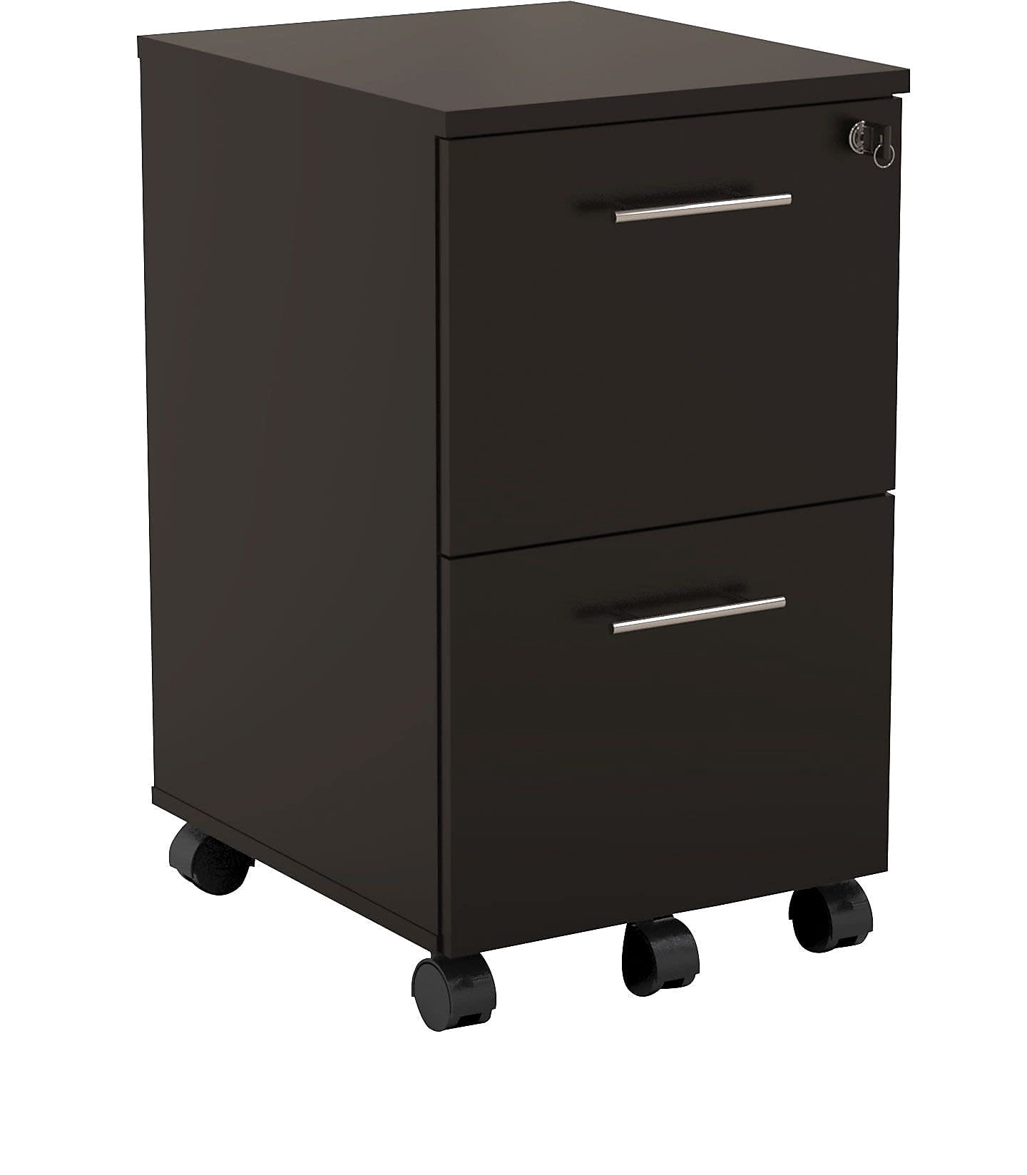 Scranton &amp; Co File Cabinet with 2 Drawers &amp; 1 Lock, Rolling Mobile and Portable File Cabinet with Wheels for Documents, A4/Letter/Legal(Mocha)