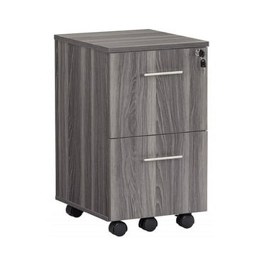 Scranton & Co File Cabinet with 2 Drawers & 1 Lock, Rolling Mobile and Portable File Cabinet with Wheels for Documents, A4/Letter/Legal(Grey)