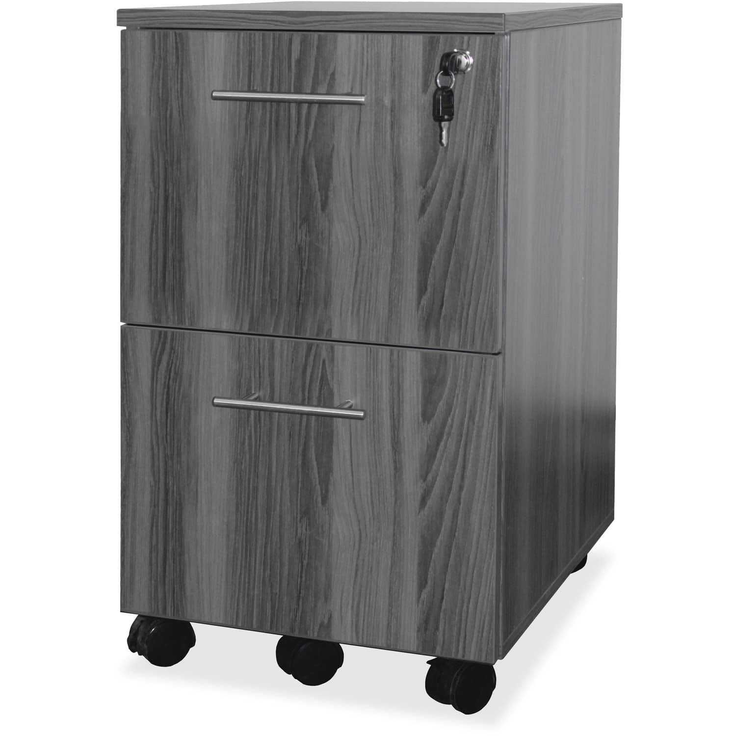 Scranton &amp; Co File Cabinet with 2 Drawers &amp; 1 Lock, Rolling Mobile and Portable File Cabinet with Wheels for Documents, A4/Letter/Legal(Grey)