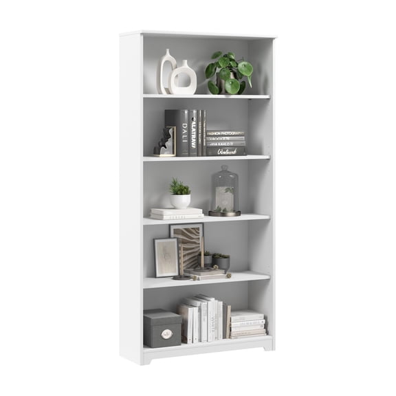 Scranton &amp; Co Furniture Cabot 5 Shelf Wood Bookcase in White
