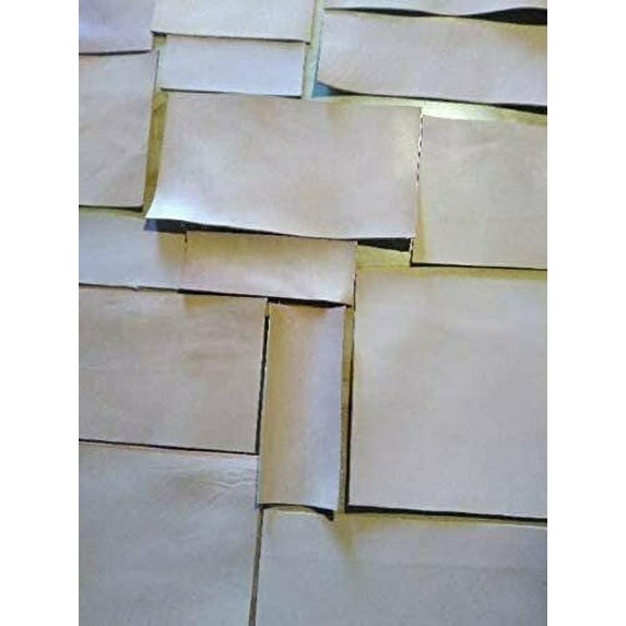 Scrap PRE-Cut Squares 9/10 OZ (3.6/4.0 mm) EUR Import VEGTAN Natural Leather-12 SQFT