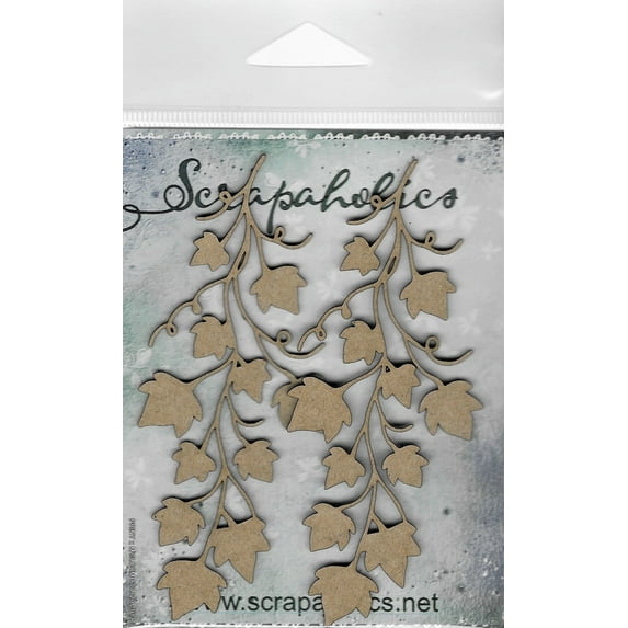 Scrapaholics Laser Cut Chipboard 1.8mm Thick-Ivy Vine Spray, 2/Pkg, 4"X1.75"