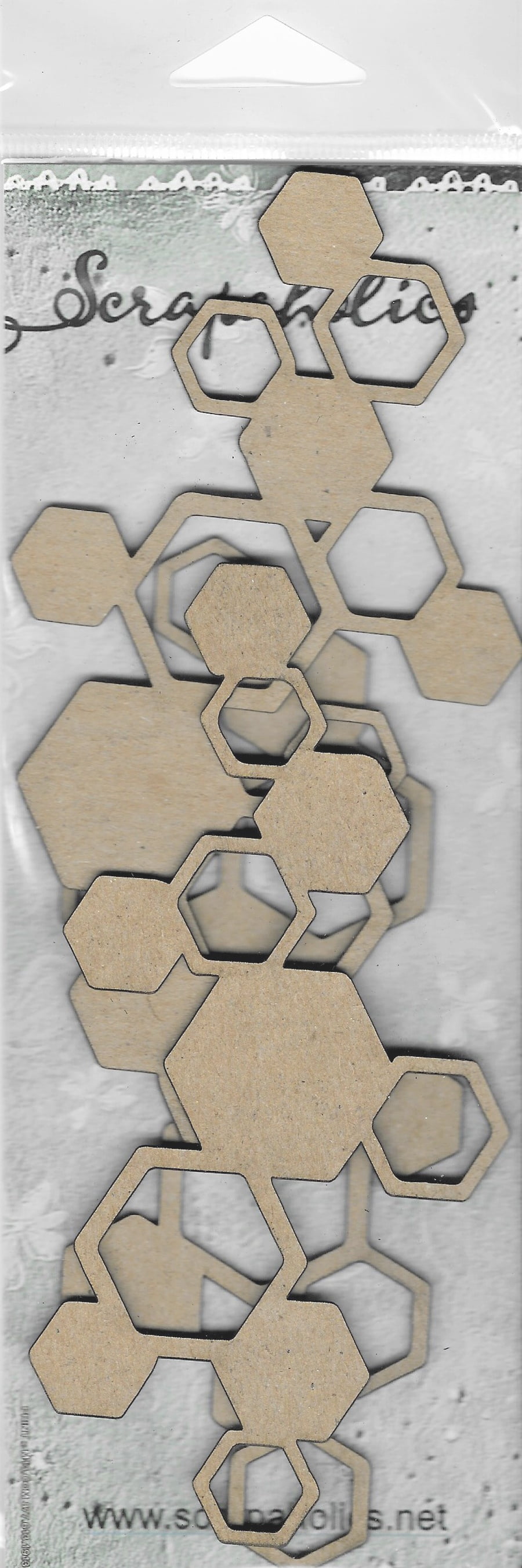 Scrapaholics Laser Cut Chipboard 2mm ThickHexagon Pieces, 3/Pkg 5.5"X2.5"