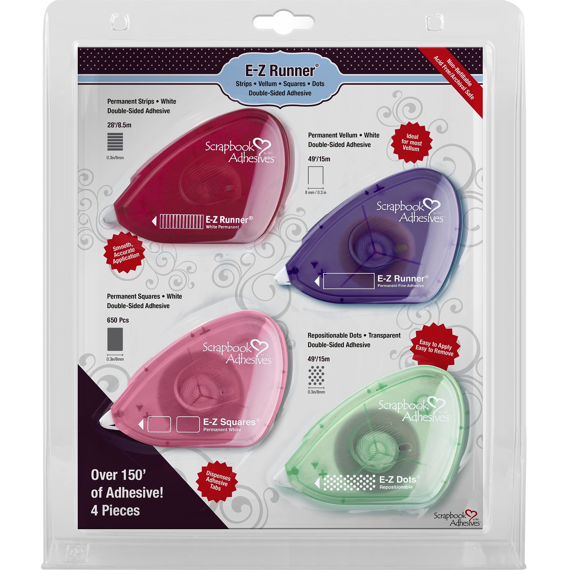 Scrapbook Adhesives by 3L EZ Runner Adhesive Dispenser Value 4 Pack