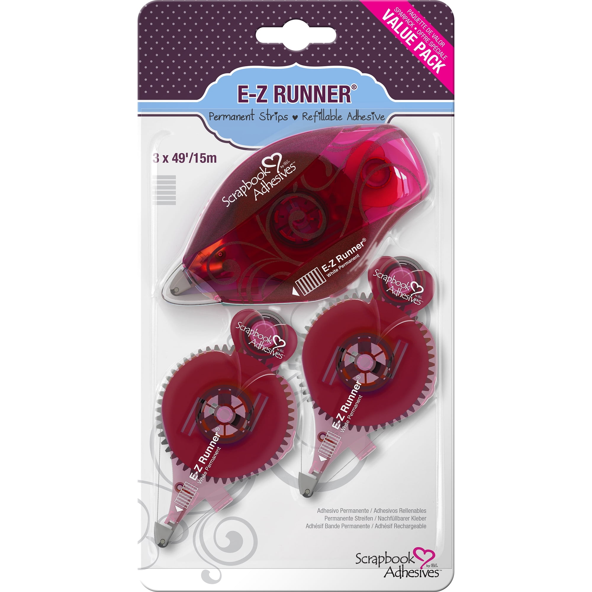 Scrapbook Adhesives by 3L EZ Runner Permanent Strips Value Pack 1