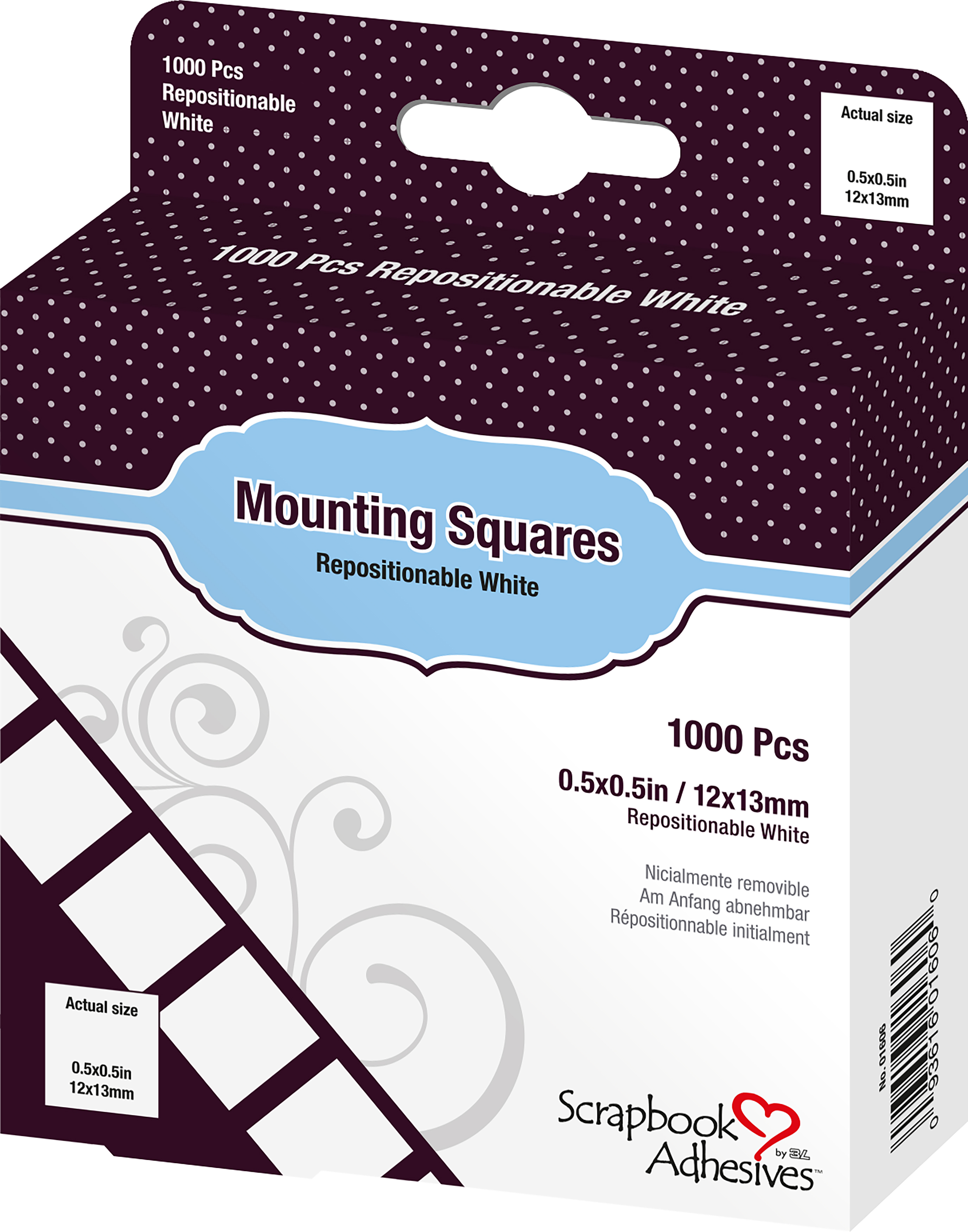 Scrapbook Adhesives Mounting Squares 1000 Per Pkg Repositionable White