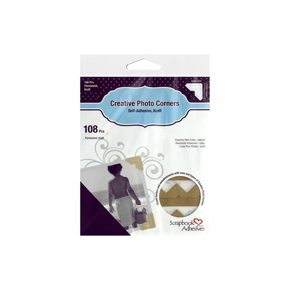 Scrapbook Adhesives Paper Photo Corners Self-Adhesive 108/Pk-Kraft