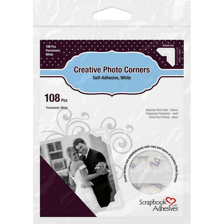 Paper Photo Corners Self-Adhesive 108/PK - Scrapbook Adhesives - 3L White