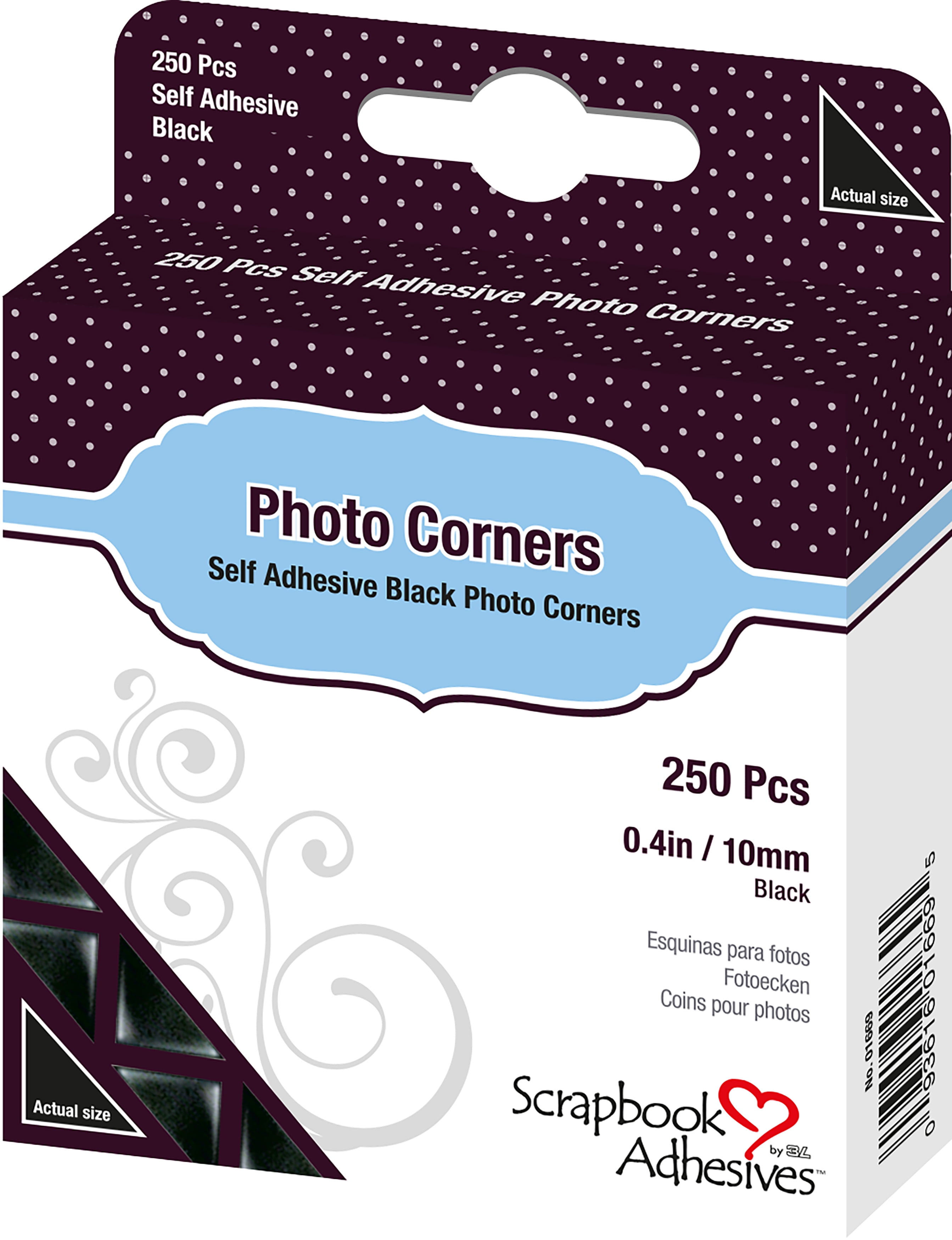 Scrapbook Adhesives Photo Corners Self-Adhesive .375 250/Pk - Black