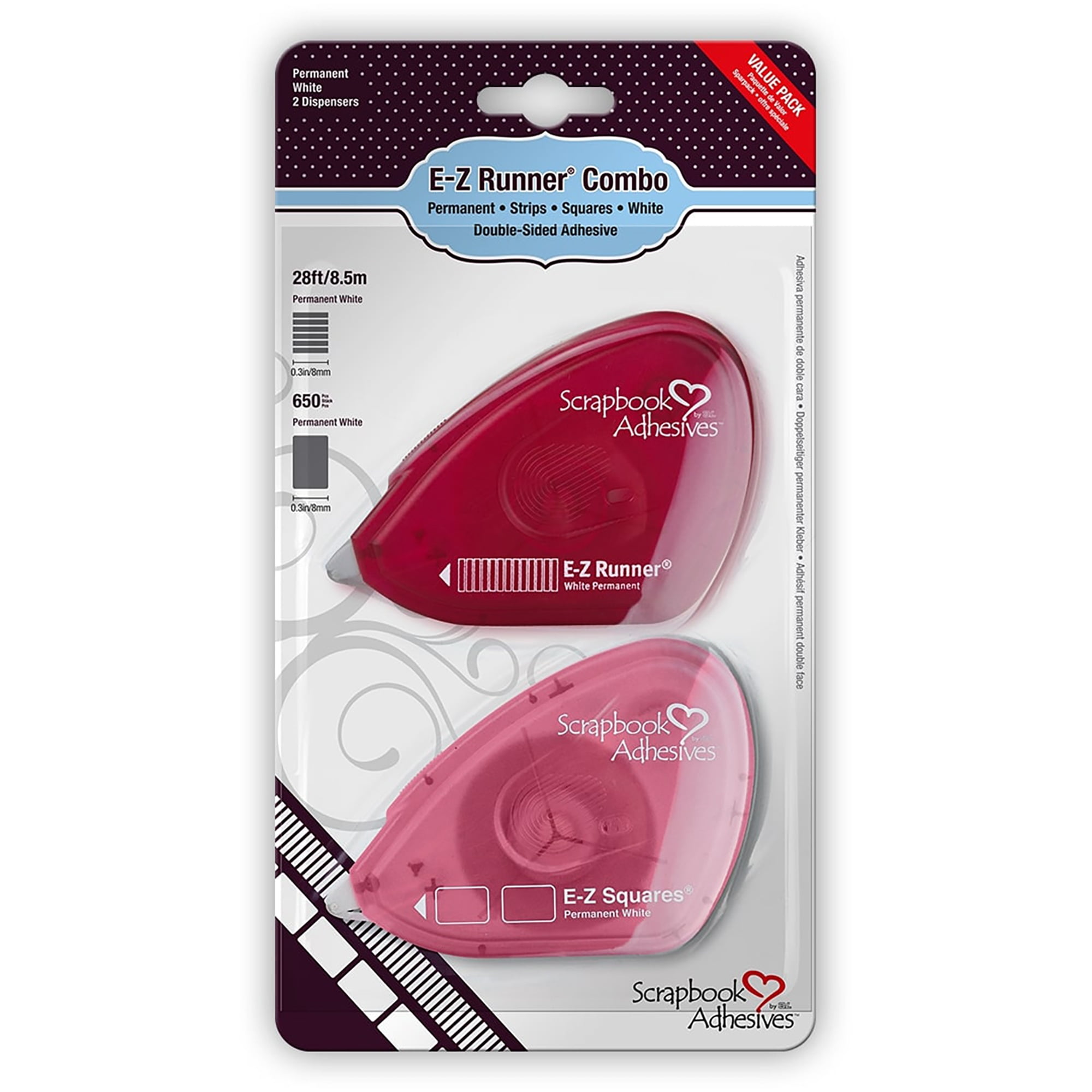 Scrapbook Adhesives by 3L EZ Runner Duo Pack Permanent White