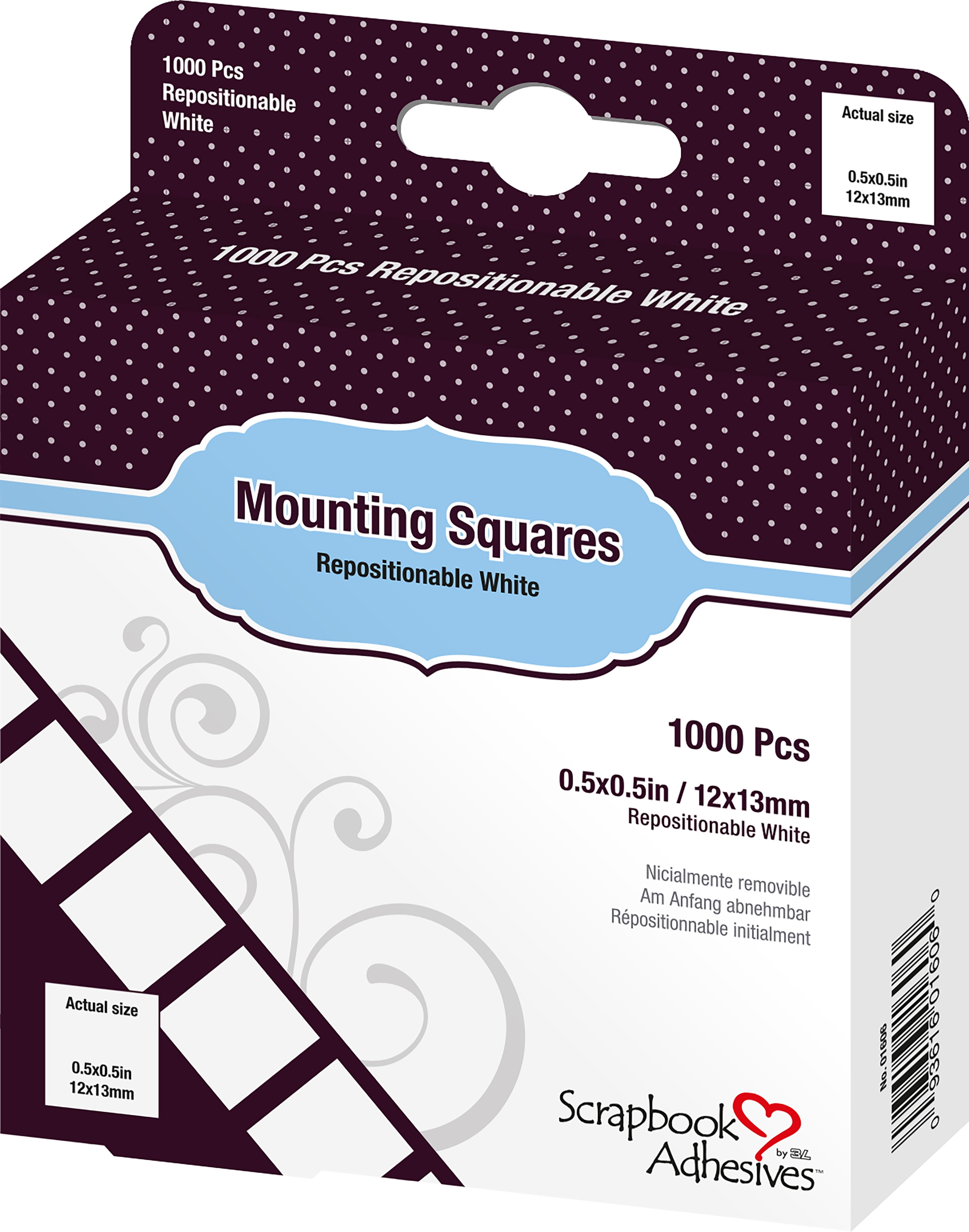 Scrapbook Adhesives by 3L Mounting Squares Clear Double Sided 0.5", 1000 pieces Count