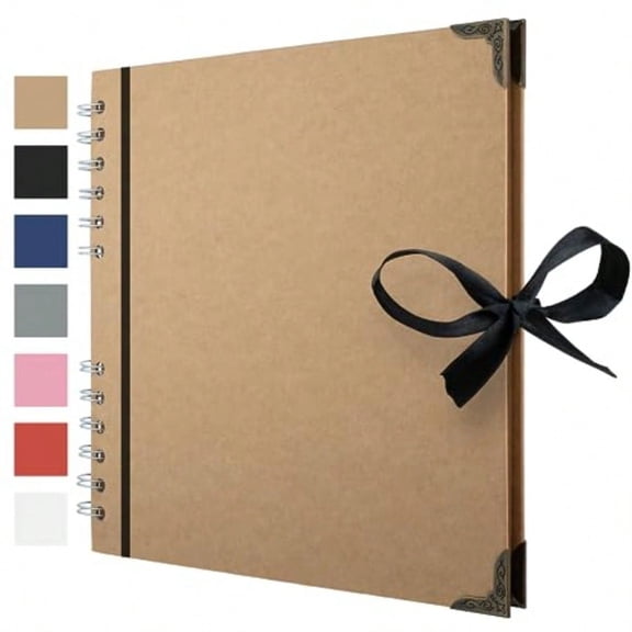 Scrapbook Album 60 Pages 8 x 8 Inch Brown Thick 200gsm Kraft Paper Photo Album Scrapbook Memory Book - Ideal for Your Scrapbooking Albums Art and Craft Projects