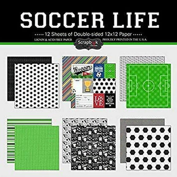 Scrapbook Customs 37616 Themed Paper Scrapbook Kit, Soccer Life