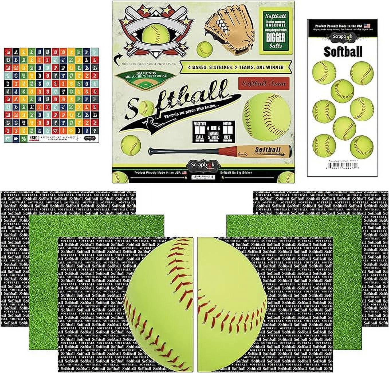 Scrapbook Customs Go Big Softball Themed Paper and Stickers Scrapbook ...