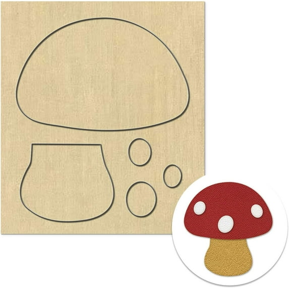 Scrapbook Embossing Wooden Die Cutting Leather Mold Mushroom Pendant Keychain Cutting Mold Leather Cutting Wooden Mold for Art Crafts Fabric Accessories Scrapbooking Red DIY