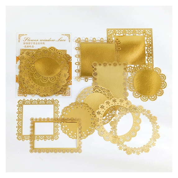 Scrapbook Paper 10pcs Stamping Lace Decorative Paper Hollow Card Collage Materials Cards DIY Handmade Art
