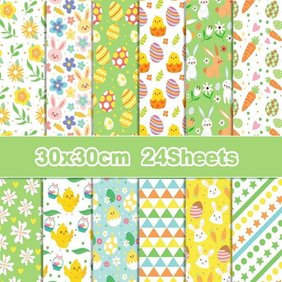 Scrapbook Paper, 12'' x 12'' 24 Sheets Double Sided Craft Cardstock Origami Colored Paper for Card Making Planner School Office Junk Journal Scrapbooking Supplies