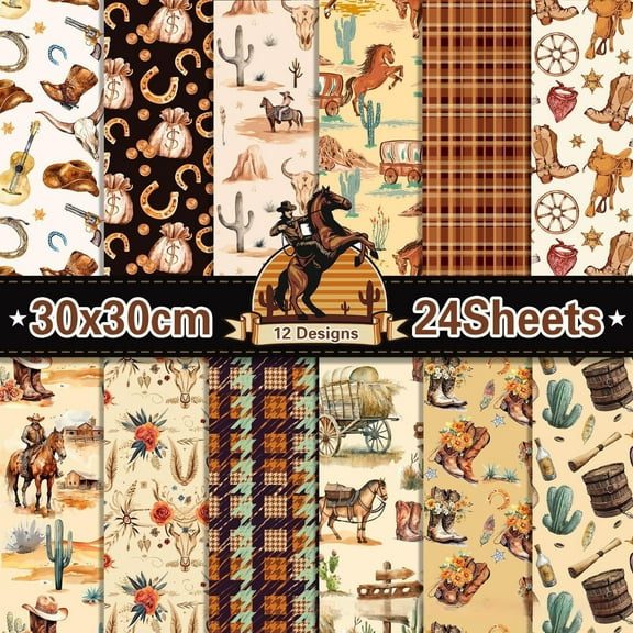 Scrapbook Paper, 12'' x 12'' 24 Sheets Double Sided Craft Cardstock Origami Colored Paper for Card Making Planner School Office Junk Journal Scrapbooking Supplies