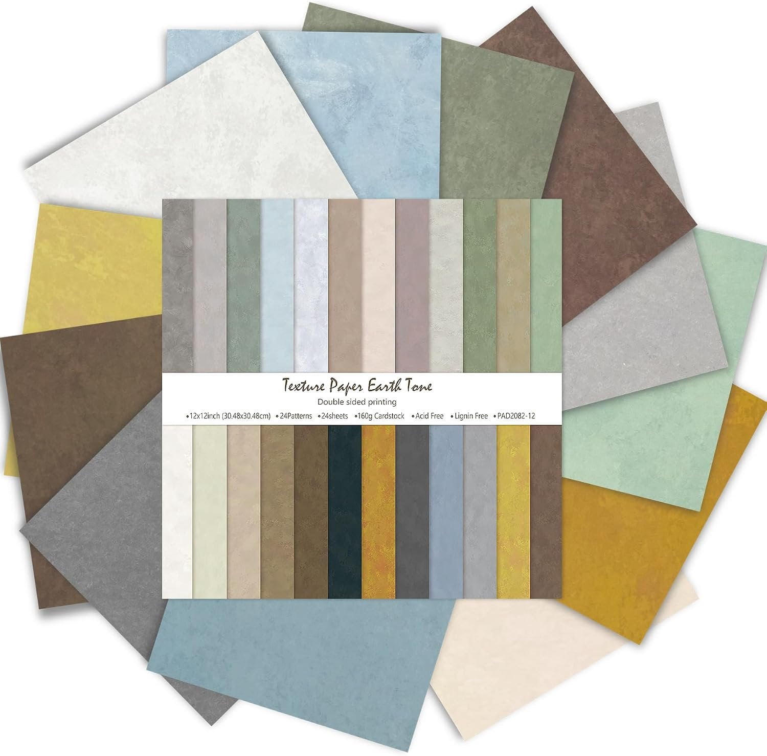 Two Sided Design Paper Scrapbook Paper 12x12 - 24 Sheets/24 Designs Double-Sided Textured ...