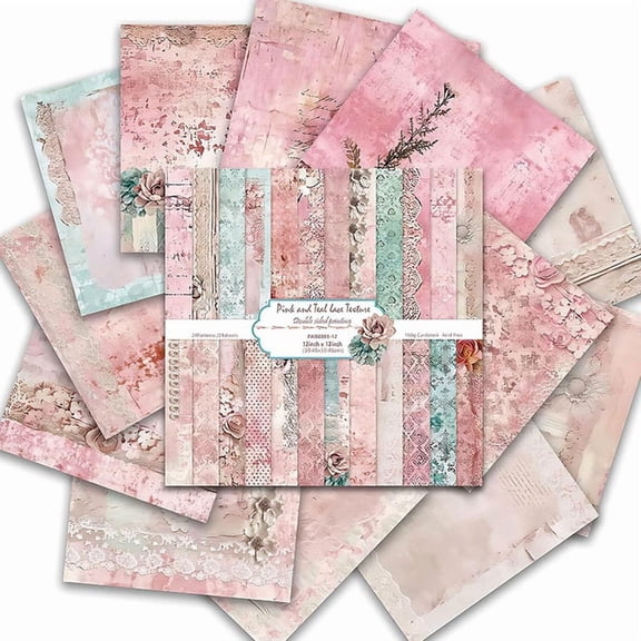 Scrapbook Paper 12x12 Inch, 24 Sheets DIY Origami Decorative Craft, Double Sided Printing, Photo Album Decor Paper,24 * Scrapbook Paper,Pink