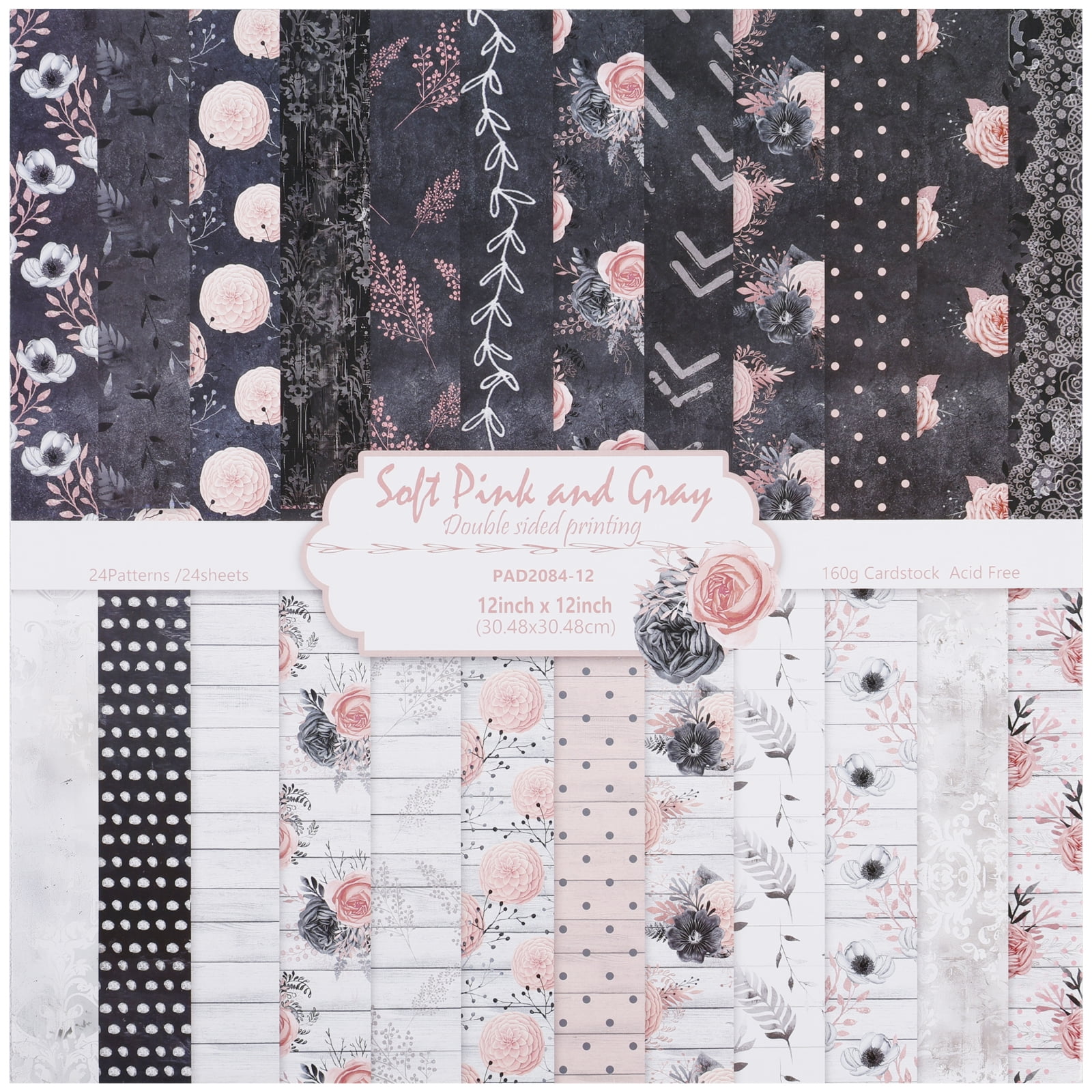 Scrapbook Paper,24 Sheets 12×12 Inch Vintage Stripe Style Scrapbook Supplies,Single-Sided Vivid Origami Decoupage Paper for DIY Crafts, Card Making, Art Journaling(B Style)