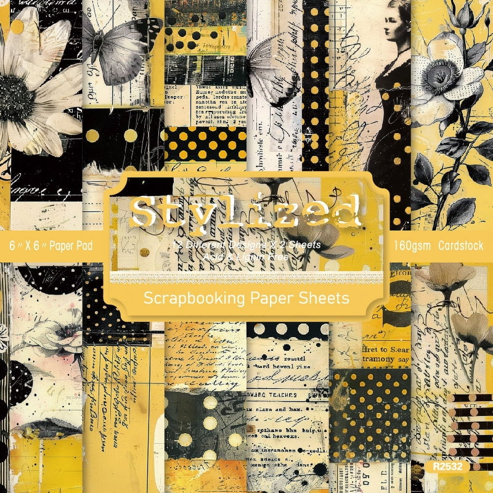 Scrapbook Paper, 24 Sheets 6 x 6 Inch Colored Decoupage Paper ...