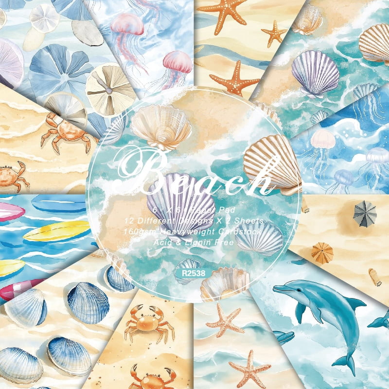 Scrapbook Paper, 24 Sheets 6 x 6 Inch Colored Decoupage Paper ...