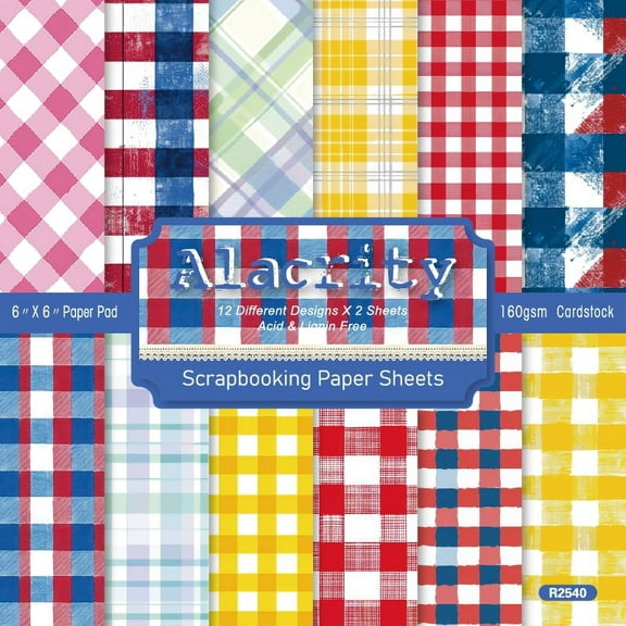 Scrapbook Paper, 24 Sheets 6 x 6 Inch Colored Decoupage Paper Scrapbooking Photo Album Craft Junk Journal Supplies