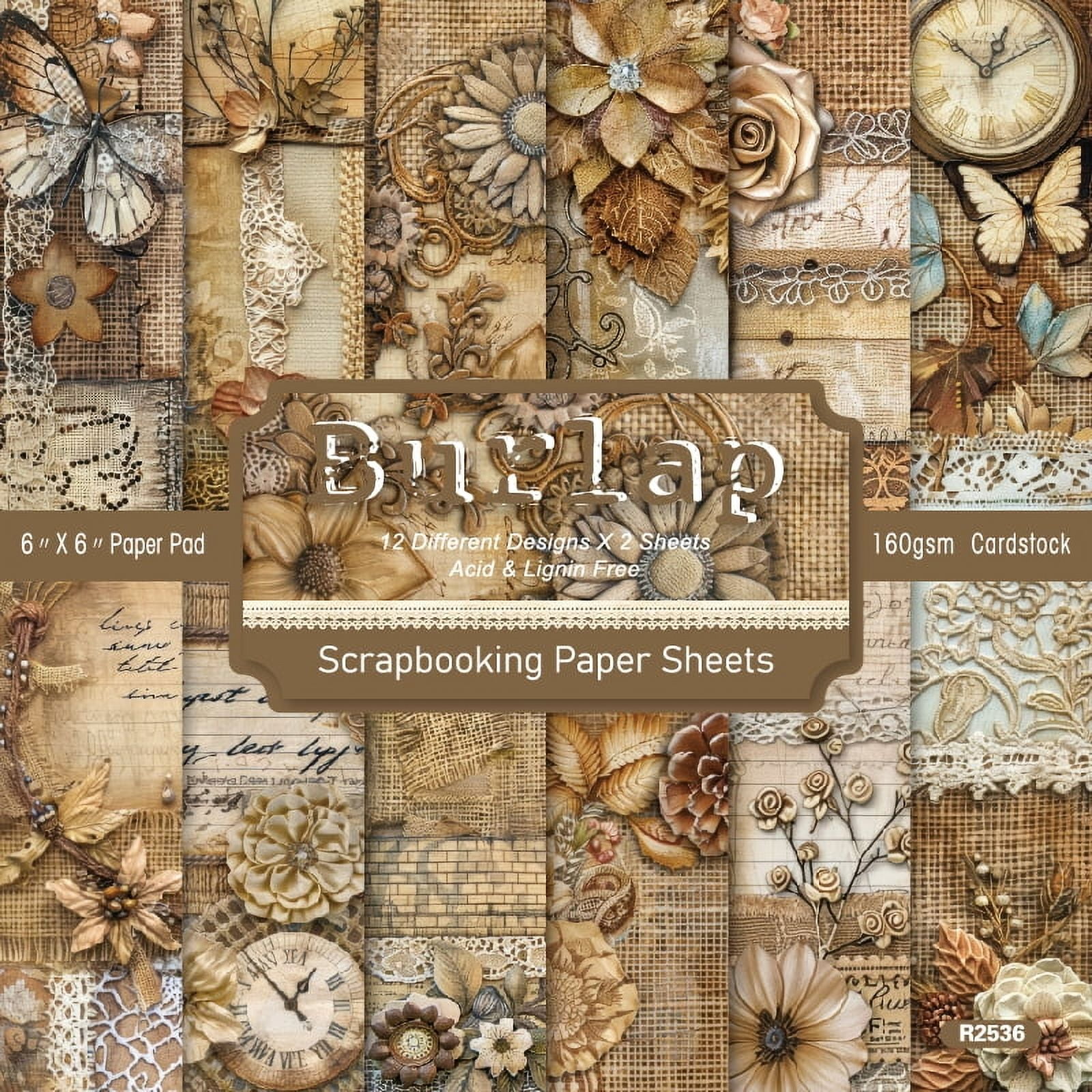 Scrapbook Paper, 24 Sheets 6 x 6 Inch Colored Decoupage Paper ...