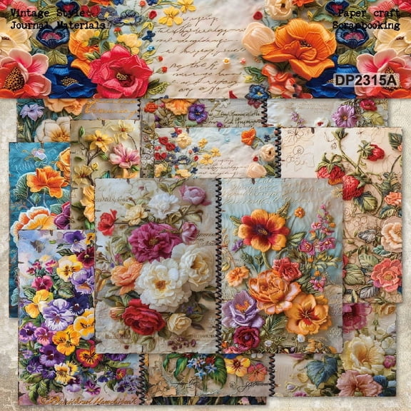 Scrapbook Paper, 24 Sheets A5 Vintage Craft Paper for Scrapbooking Junk Journal Planner Writing Diary Embellishment Collage Supplies