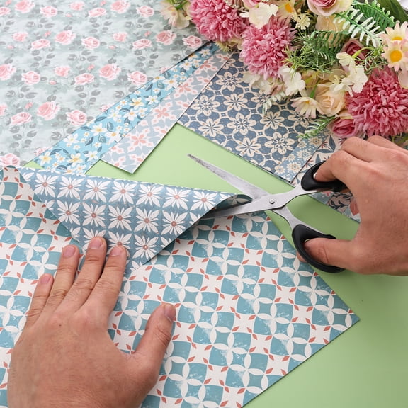 Scrapbook Paper 30.5x30.5cm 24 Sheet Flower Patterned Cardstock Paper Pad Coloured Double Sided Decorative Craft Sheet Pack for Card Making Cottagecore Picture Art Collage 12 Design 160Gsm
