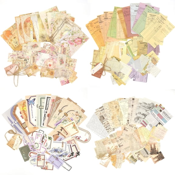Scrapbook Paper, 400 sheets of journaling supplies for Vintage Crafts Planner Bullet Junk Journal Supplies Mixed Media Collage Card Album Embellishments