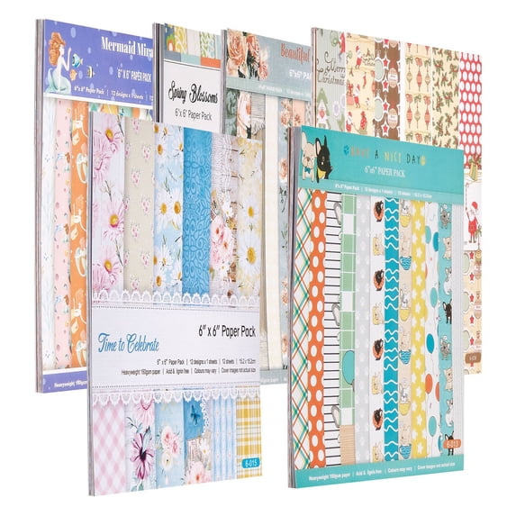 Scapt Paper Scrapbook Paper 72 Sheets 6x6 in Mixed Special Die Cutting Die Cut ...
