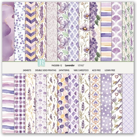 Scrapbook Paper Boho Patterned Paper for Scrapbooking, Double Sided Floral Decorative Craft Papers, Zeokiar 24 Sheets Scrapbook Background Papers for Photo Album Journal Decor