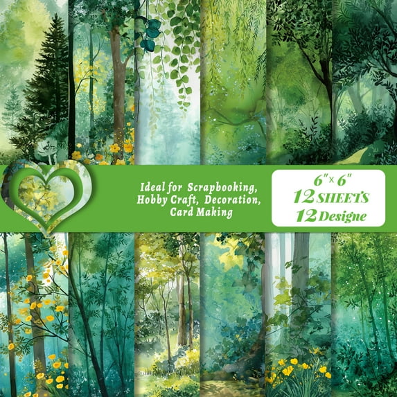 Scrapbook Paper, Decorative Decoupage Junk Journal Journaling Craft Supplies for Photo Albums Card Making 2 x 12 Sheets