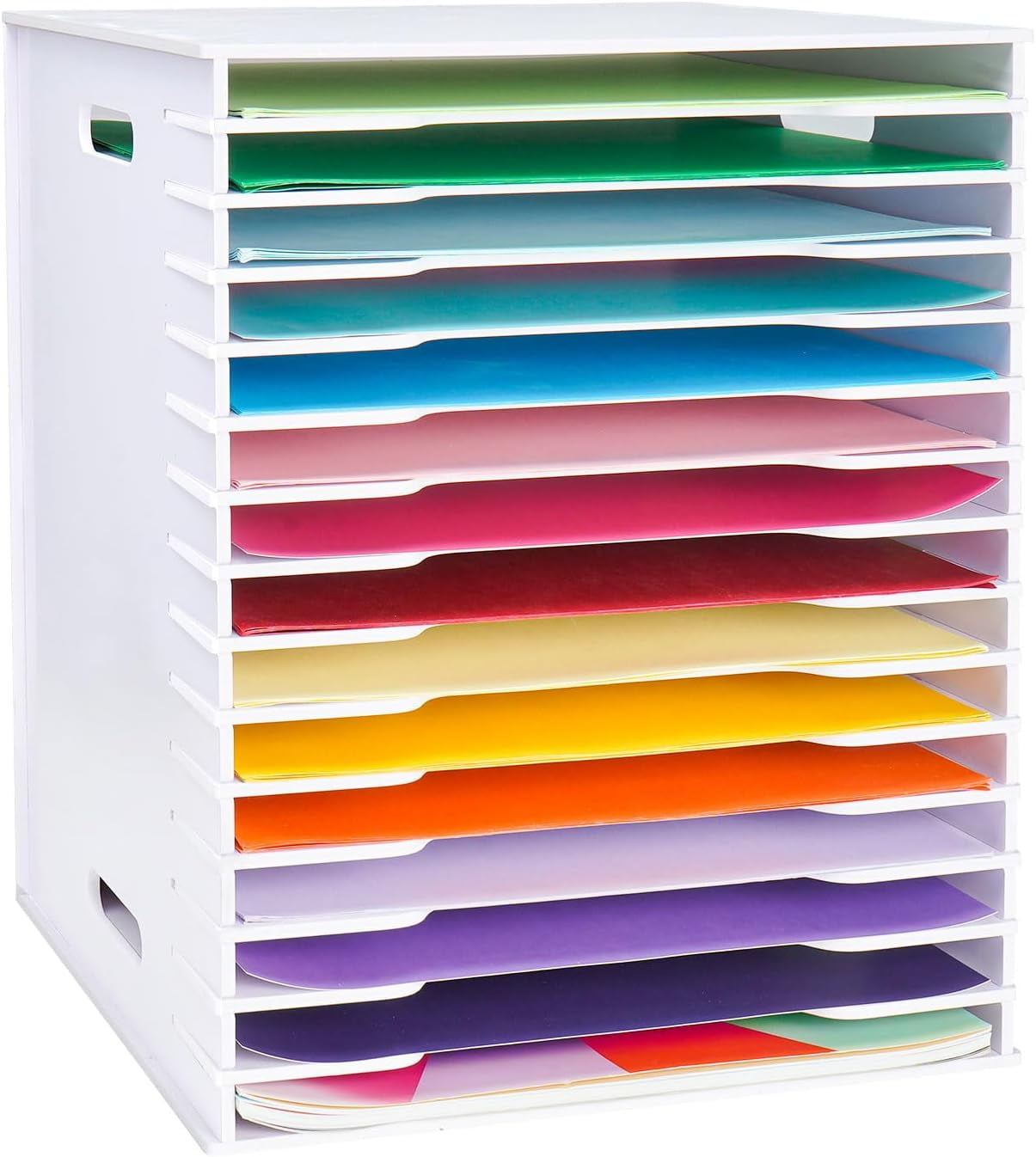 12x12 Paper Storage Organizer 15 Tier Scrapbook Paper Organizer - White ...