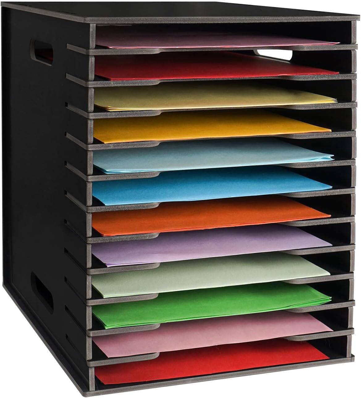 12-Tier Desk Paper Organizer For 8.5x11\" Paper - Scrapbook, A4 Document Storage Rack, White - View #6