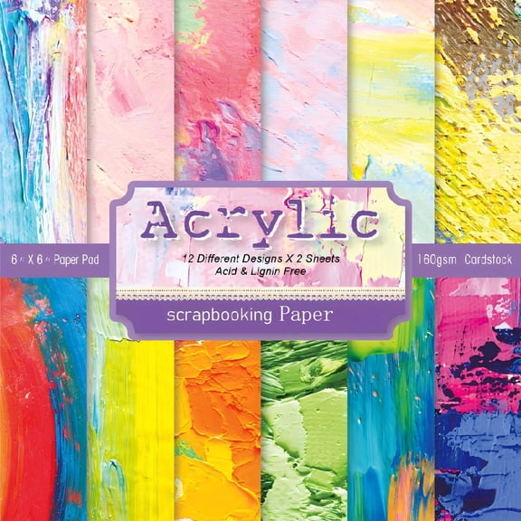 Scrapbook Paper Pad, 24 Sheets 6x6 Inch Single-Sided Card Making Journaling Planner Scrapbooking Supplies Aesthetic Decorative Craft Paper Cardstock