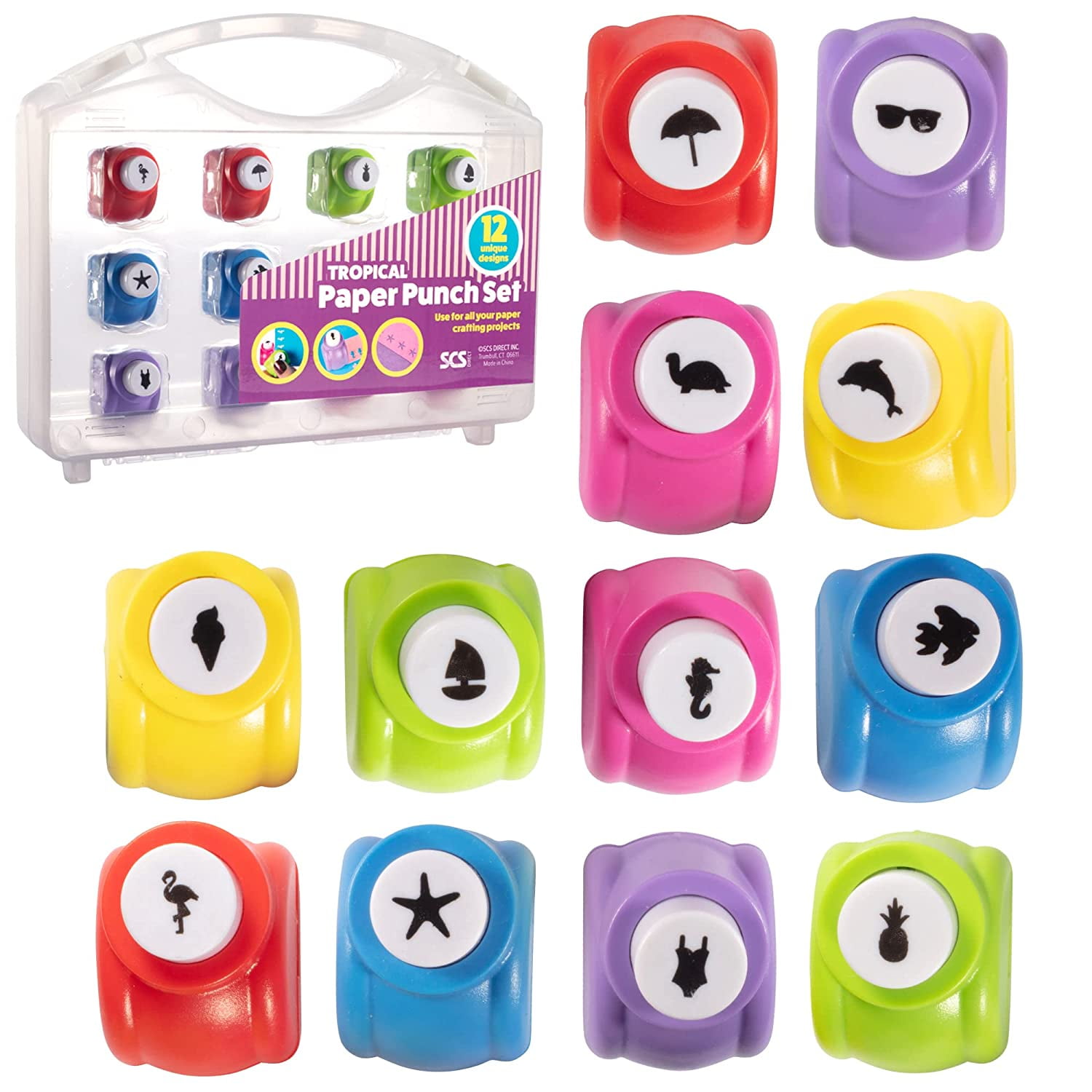 Scrapbook Paper Punchers - 12 Unique Tropical Vacation Beach Hole Punchers - Scrapbooking Supplies kit and Accessories, DIY Craft Card Making, Office Supplies, Gifts