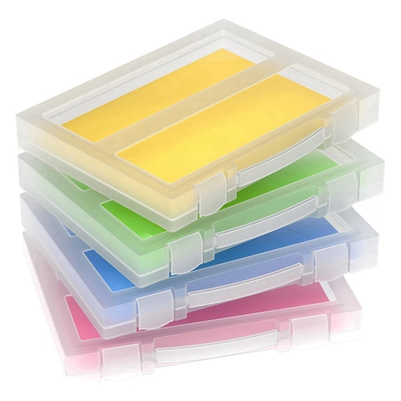 Scrapbook Paper Storage, 4 Pack Stackable Craft Organizers with Handle, Fits More 8.5x11 and School Projects Box